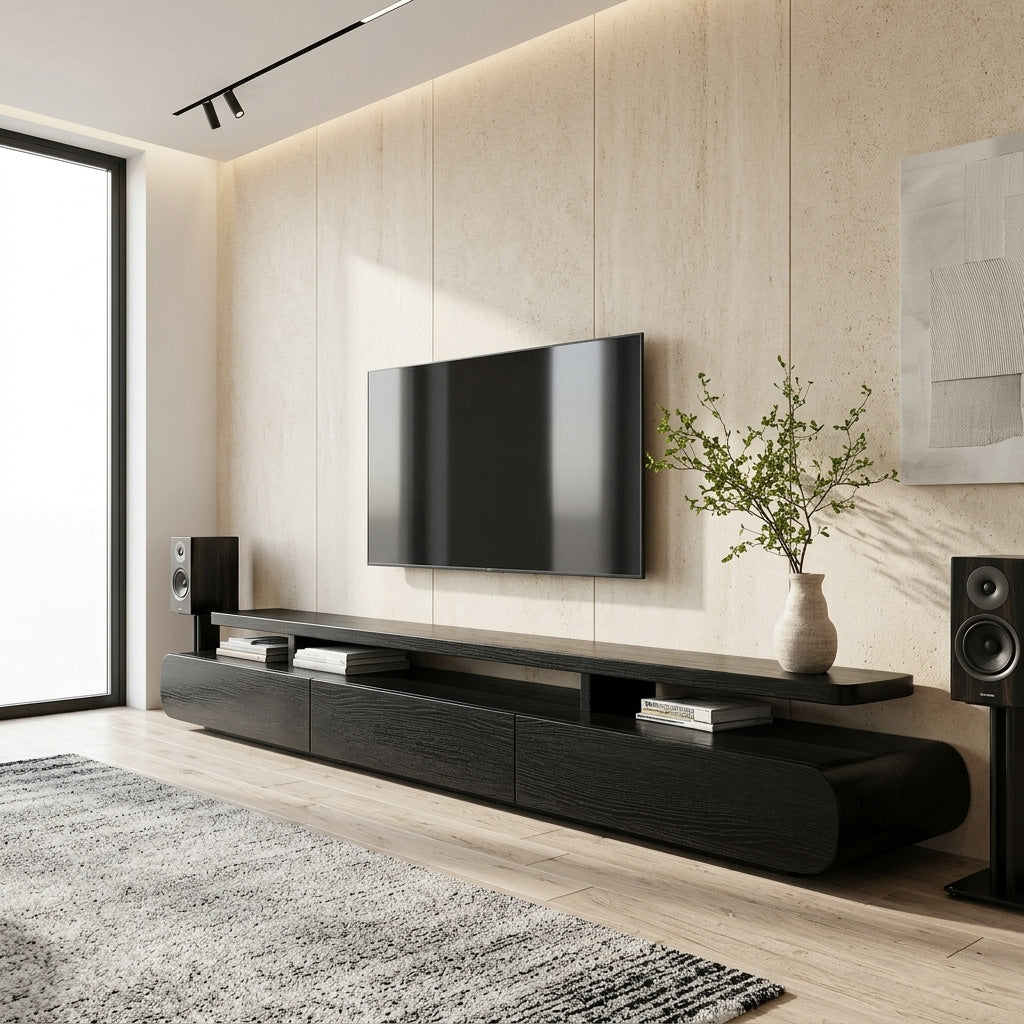 Modern Organic Natural Wood TV Stand For Living Room